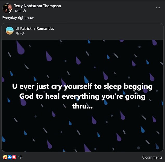 Thompson shared a post that read, 