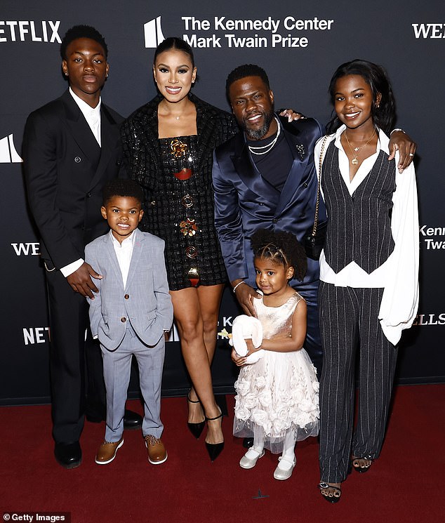 The 44-year-old comedian walked the red carpet at the Kennedy Center alongside his wife Eniko, 39, and their four children: daughters Heaven, 19, and Kaori, three;  and sons Hendrix, 16, and Kenzo, six