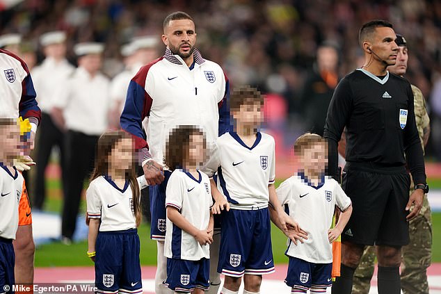 Kyle Walker brushed aside his recent paternity scandal as he led England against Brazil on Saturday, alongside his three children who he shares with wife Annie Kilner