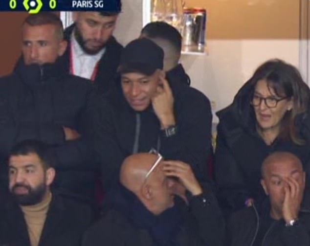 Mbappé watched the second half of PSG's draw against former Monaco from the stands