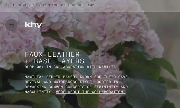 The 26-year-old dropped Khy's first collection, 'Faux Leather + Base Layers', in November, consisting of products made from plastic