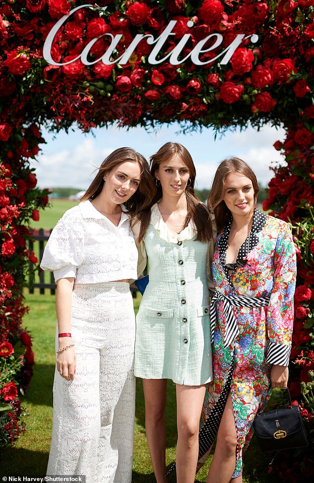 The Duchess of Rutland lives in a separate wing of The Crown's Belvoir Castle from her estranged husband, the Duke of Rutland.  Pictured: Lady Eliza Manners, Lady Violet Manners and Lady Alice Manners in 2019