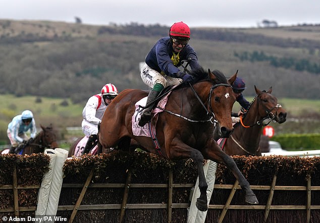 Lark In The Mornin, ridden by JJ Slavin, strode to victory in the Fred Winter Juvenile Handicap Hurdle