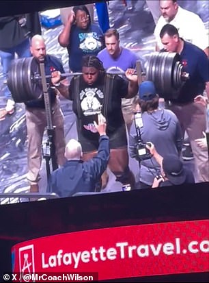 The 18-year-old, who weighs 462 pounds, went on to become Louisiana's strongest high school lifter of all time