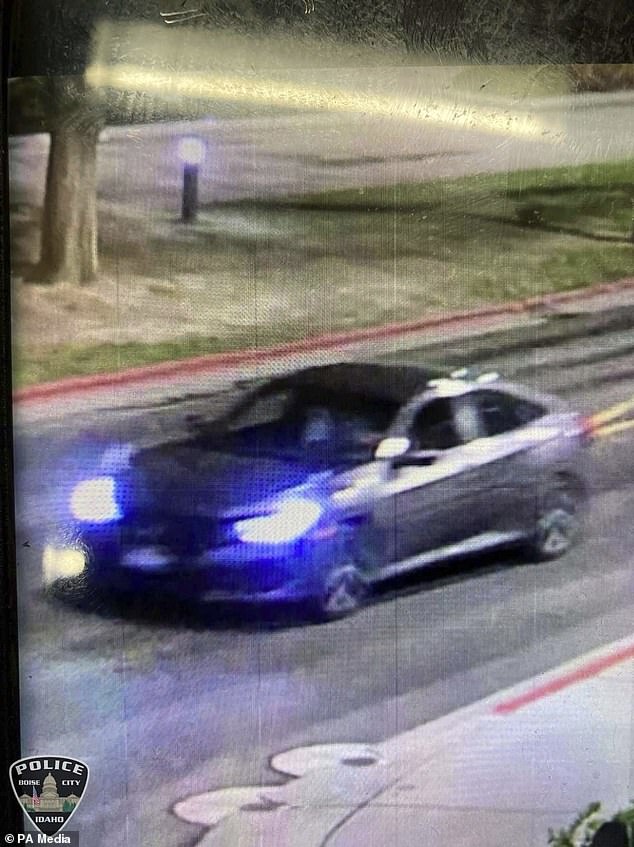 Preliminary investigation indicates Meade escaped in a gray four-door sedan, seen here, and fled the area moments before officers arrived.
