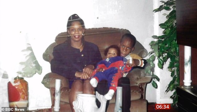 Rashford (centre) as a child with his mother, Mrs Maynard.  He has two brothers: Dwaine Maynard (above, right) and Dane Rashford