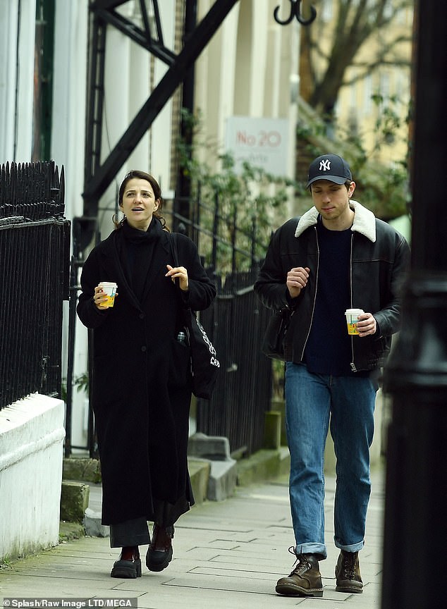 Marisa Abela, 27, went bare-faced as she was joined by her West End star boyfriend Jamie Bogyo for a daytime stroll in North London on Wednesday