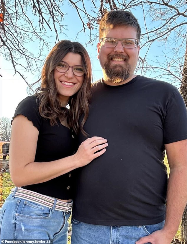 She was charged in August 2023 with three counts of second-degree statutory rape and one count of second-degree statutory sodomy.  She is pictured here with her husband.