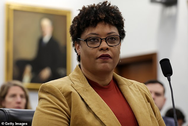 Trone, 68, was discussing Democratic tax policies with Shalanda Young (pictured), director of the Office of Budget and Management, when he used the offensive term