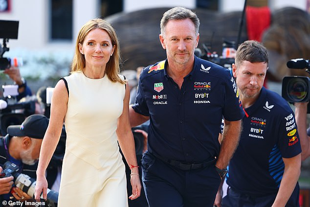 Controversial Red Bull team boss Christian Horner was joined in Bahrain by his wife Geri