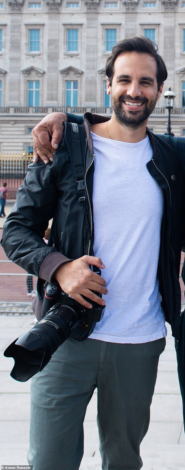 Samir (pictured outside Buckingham Palace) will share his remarkable photos of the royal family, alongside photos taken by his father Anwar and brother Zak