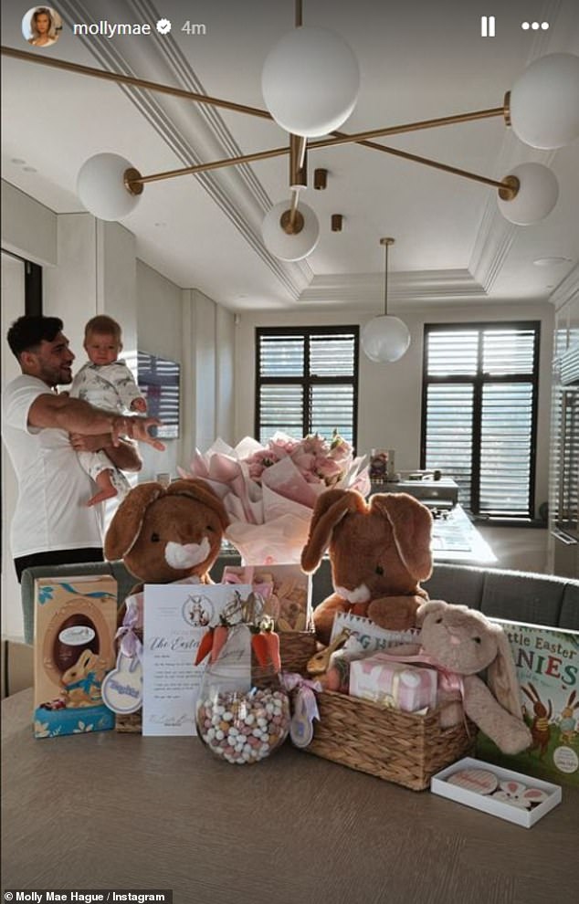 Molly-Mae Haag and Tommy Fury, both 24, showered daughter Bambi, 14 months, with a display of gifts for Easter Sunday