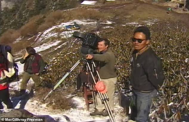 David Breashears is seen behind the camera during the shooting of Everest in 1996