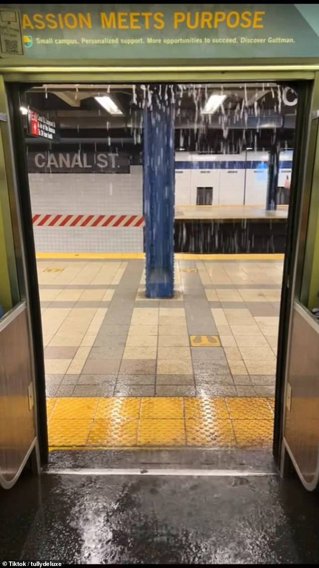 A TikTok video shows buckets of rain falling on the Canal Street subway station.  These systems, together with the strong winds, have also caused flight delays