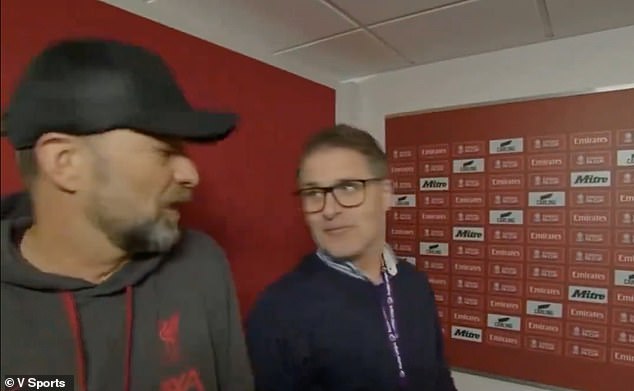 A new clip of Jurgen Klopp storming out of a televised interview on Scandinavian TV shows a brief conversation with a reporter as the camera continues to roll