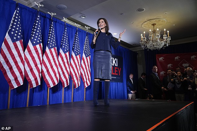 The former South Carolina governor made a stop at the Madison Hotel Friday afternoon after polls opened, with a plea for the district's few Republicans to support her over Trump.