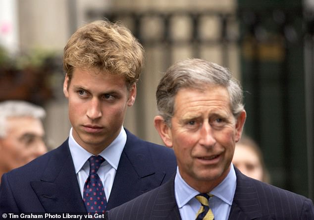 William doesn't look particularly happy as he follows his father into Glasgow