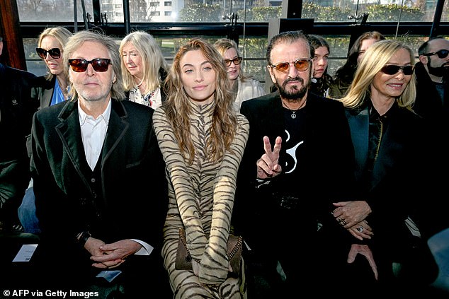 Paris Jackson (centre) and Paul McCartney (left) sat together four decades after his huge feud with her King Of Pop father Michael - alongside Beatles bandmate Ringo Starr at the Stella show on Monday