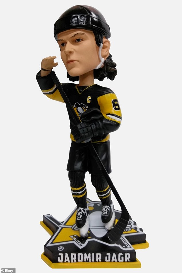 Jagr bobbleheads were scheduled to be given out at the Penguins game earlier this month (above bobblehead is from a previous giveaway)