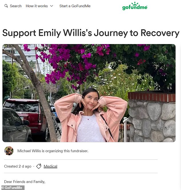 Willis' family has set up a GoFundMe to help pay for her hospital stay and recovery, which has raised $13,500