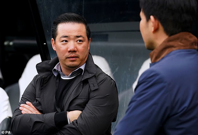 Leicester City chairman Aiyawatt Srivaddhanaprabha is pictured during a match last year.  His club has managed to exploit a loophole in Premier League and EFL rules