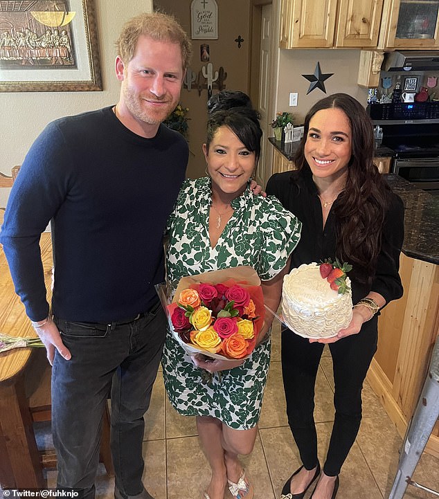 Heartwarming new images capture the sweet moment Prince Harry and Meghan Markle made a surprise visit to the family of a woman killed in the Uvalde school shooting