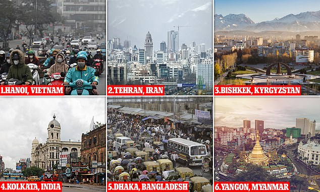 Hanoi in Vietnam is the most polluted city in the world, followed by Tehran in Iran, Bishkek in Kyrgyzstan and Kolkata in India