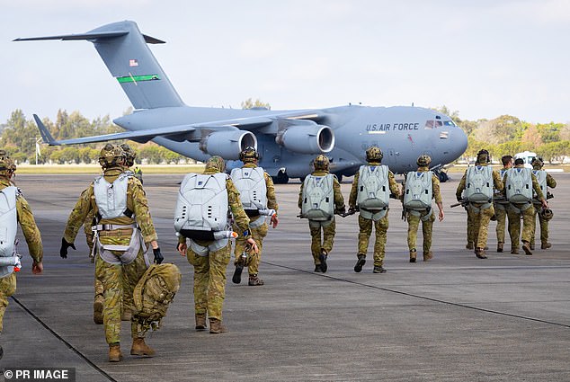 A soldier serving with the Australian Defense Force (stock image) was injured after a parachute accident during a training exercise on Wednesday evening