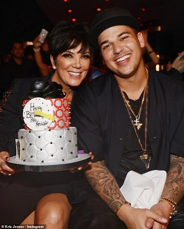 Kris Jenner commemorated her son Rob's 37th birthday by sharing several throwback snaps to her Instagram account on Sunday