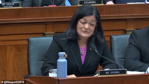 In a tense exchange with Rep. Pramila Jayapal (above) over whether his damning report exonerated Biden, he said: 'I didn't exonerate him'