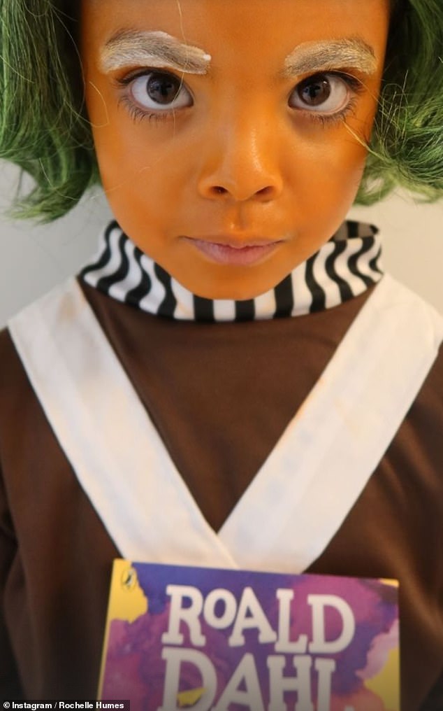 The presenter shared adorable photos of her son Blake, three, dressed as an Oompa Loompa from the Roald Dahl classic Charlie and the Chocolate Factory