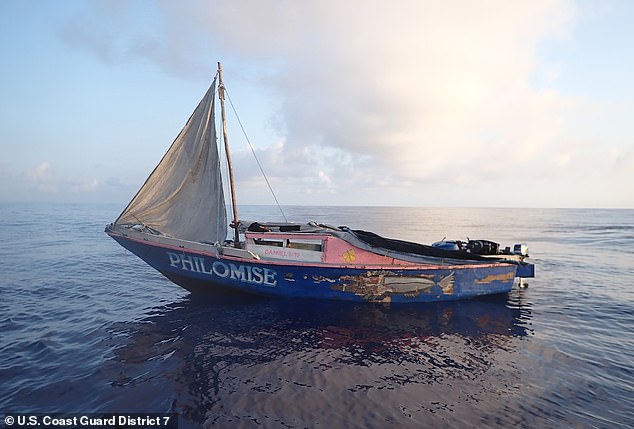 The announcement comes a week after the US Coast Guard repatriated 65 Haitian asylum seekers after their ship (pictured) was spotted in distress.