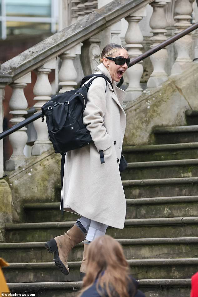 Sarah Jessica Parker, 58, looked delighted as she visited the Tate Britain Art Gallery in London with her husband Matthew Broderick on Tuesday