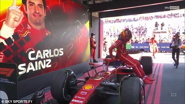 The Spaniard carefully slid out of his Ferrari on Sunday