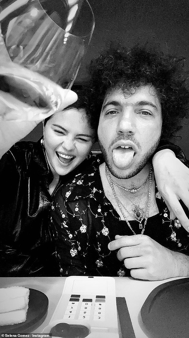 Selena Gomez showed her affection for her boyfriend, Benny Blanco, by sharing a trio of black and white photos to her Instagram Story on Saturday