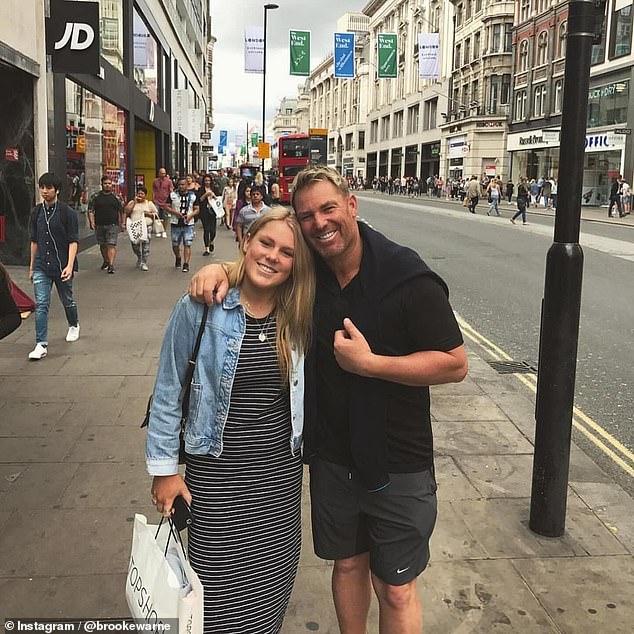 Shane Warne's children have paid tribute to their late father two years after his shocking death.  He is pictured here with his daughter Brooke