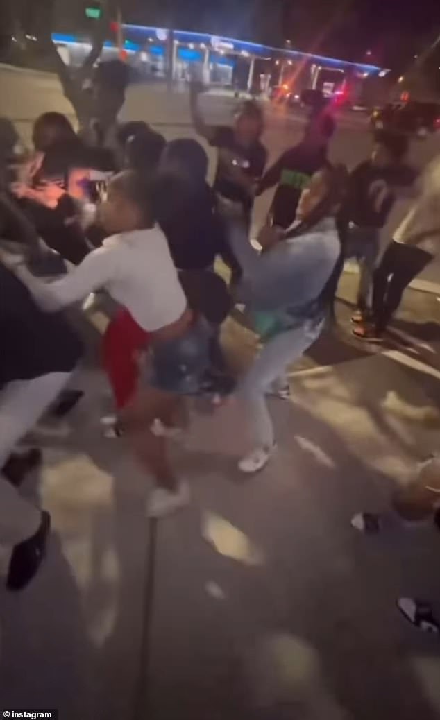 A horde of teenagers were seen fighting outside the Santa Fe Station Hotel and Casino as part of an event believed to have been organized on social media.