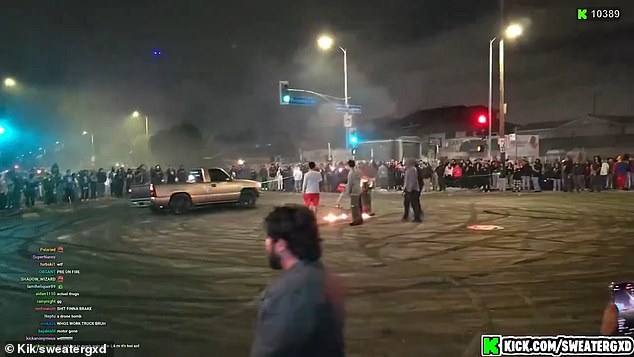 A pickup truck drove into a crowd during a street takeover in South Los Angeles