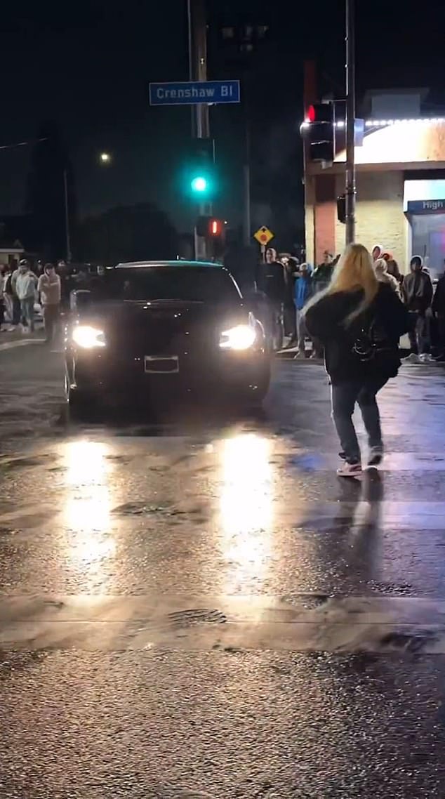 A video posted to social media shows a woman being hit by a car and thrown to the ground at a notorious Los Angeles intersection