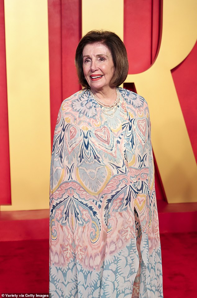 Nancy Pelosi, pictured in the Vanity Fair Oscar Party 2024, is one of the most prolific traders in Congress, posting gains of more than 60 percent last year, according to one analysis.