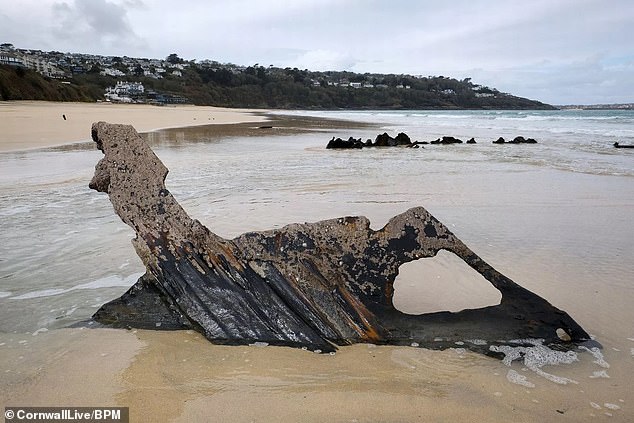 Storms have uncovered the terrifying remains of a Victorian shipwreck on a Cornish beach, 131 years after it sank