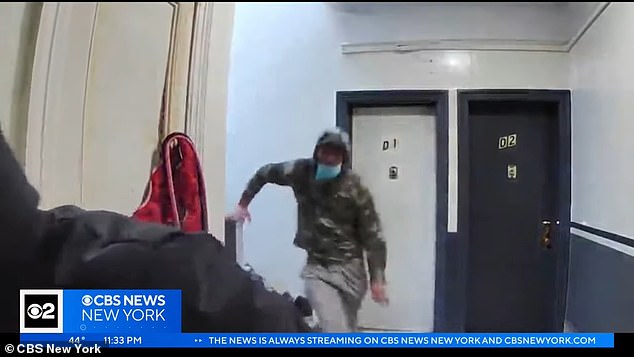 Terrifying video shows the moment a teenage girl was grabbed from the hallway outside her New York City home by a man who jumped from the stairwell