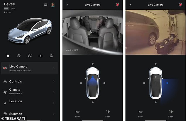 Tesla owners can remotely activate 'sentry mode', which turns on cameras both inside and outside the car