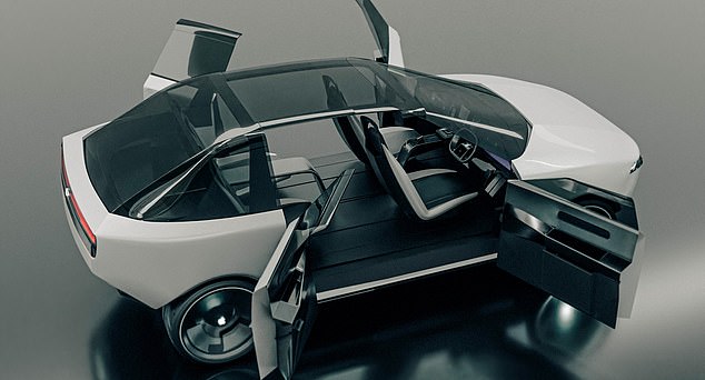 The new version of the vehicle reportedly had gull-wing doors like those on a Tesla Model