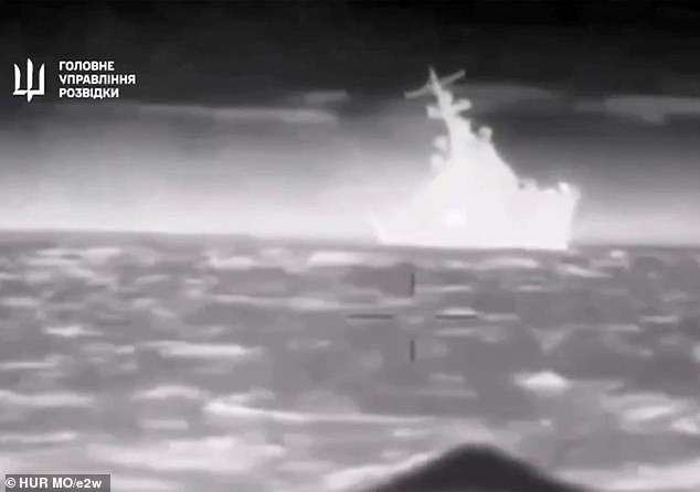 Footage shared by Ukraine's Ministry of Defense shows its unmanned maritime vessels attacking the Black Sea missile ship Ivanovets