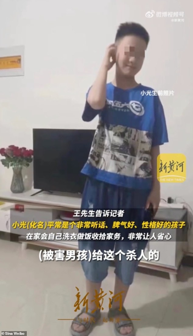 The young boy, identified only by his surname Wang (pictured), was reportedly found buried in an abandoned vegetable shed in Handan, northern China, last week.