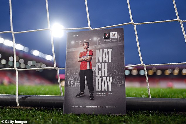 The defender was at the front of Bournemouth's matchday program with a moving gesture