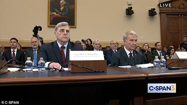 Former Gens.  Mark Milley (L) and Kenneth McKenzie (R) testified that the State Department acted too slowly in ordering the evacuation of Americans from Afghanistan