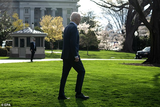 US President Joe Biden leaves the White House in Washington, DC, US, March 19, 2024