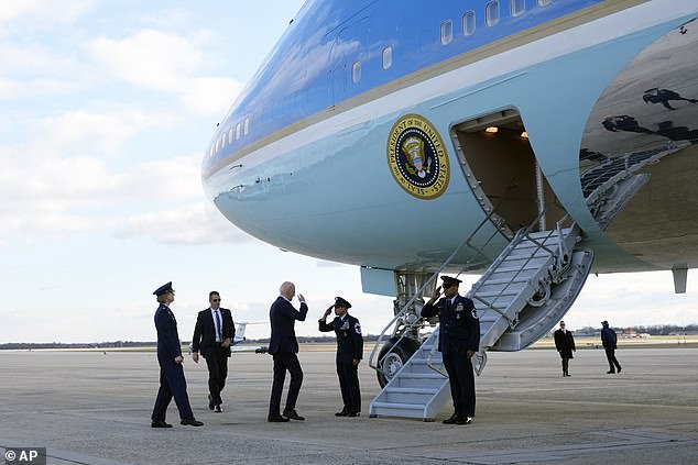 President Joe Biden boards Air Force One at Andrews Air Force Base, Maryland, Tuesday, March 19, 2024, en route to Nevada